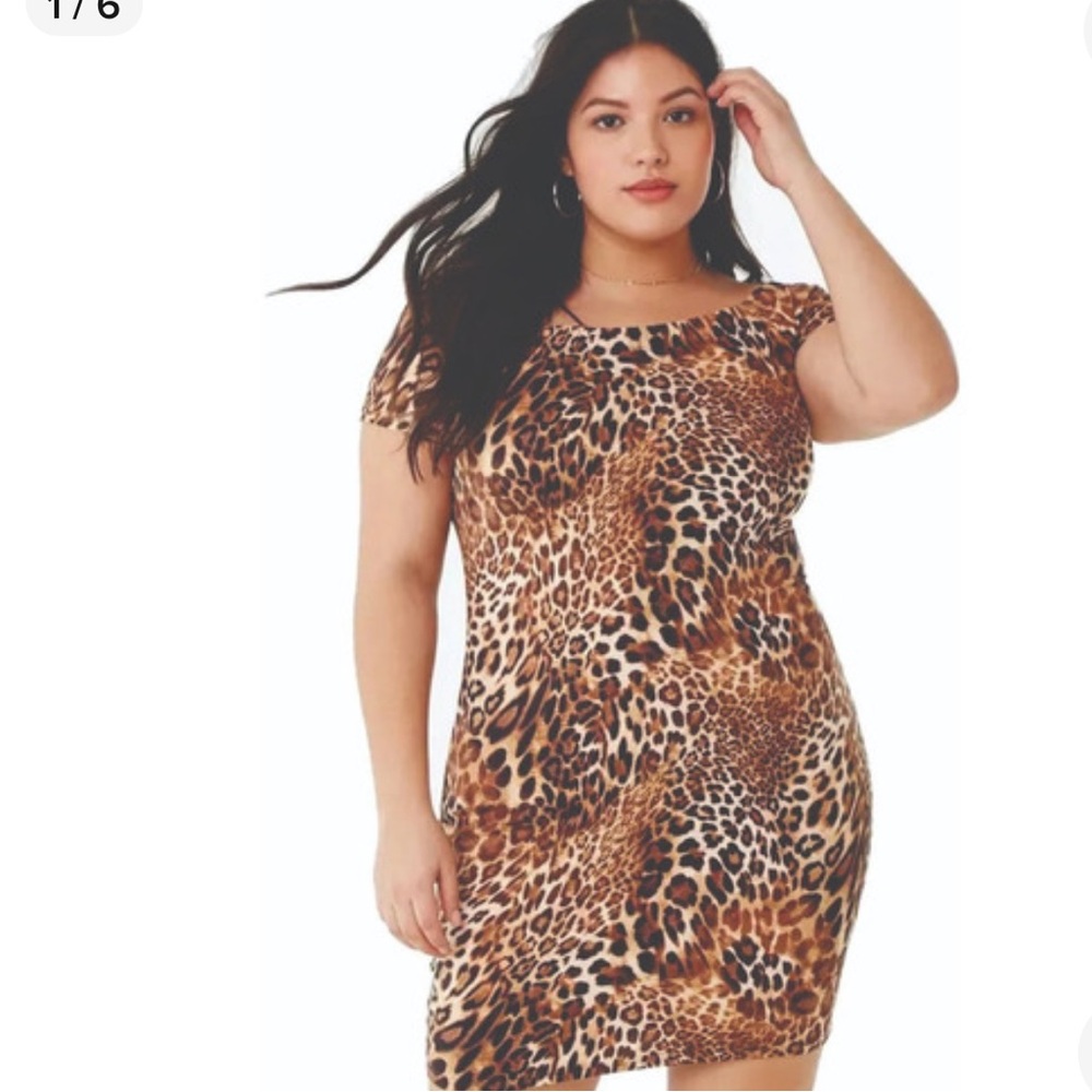 Forever 21+,Leopard‎ print stain mini dress, size 2X